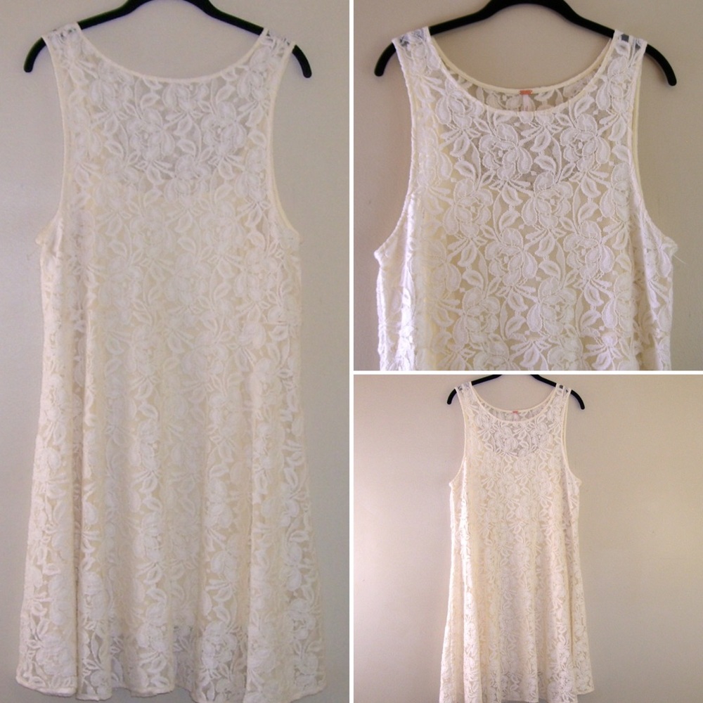 NWT FREE PEOPLE Miles of Lace Ivory Tank Dress - Picture 4 of 5